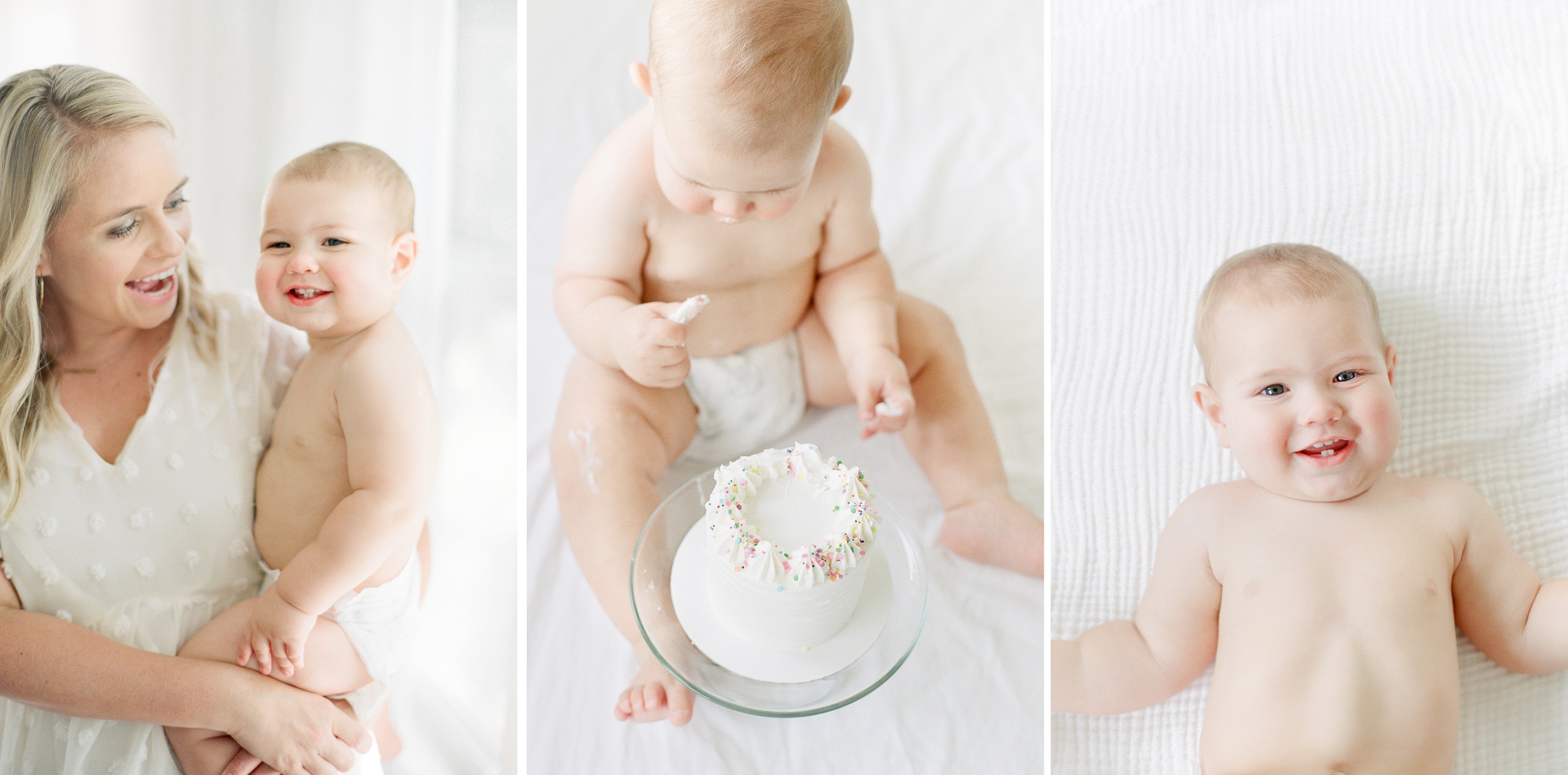 Kansas City Baby Photographer 1 year milestone photos with cake KC film photographer