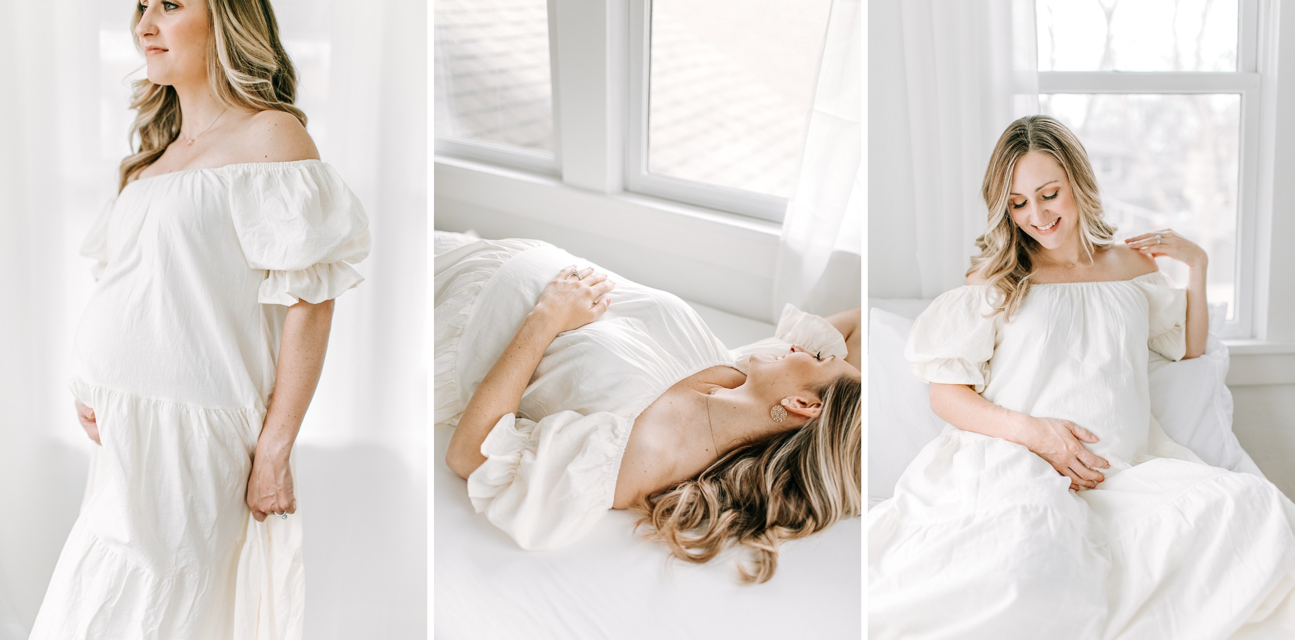 Kansas City Maternity Photographer simple all white maternity photos