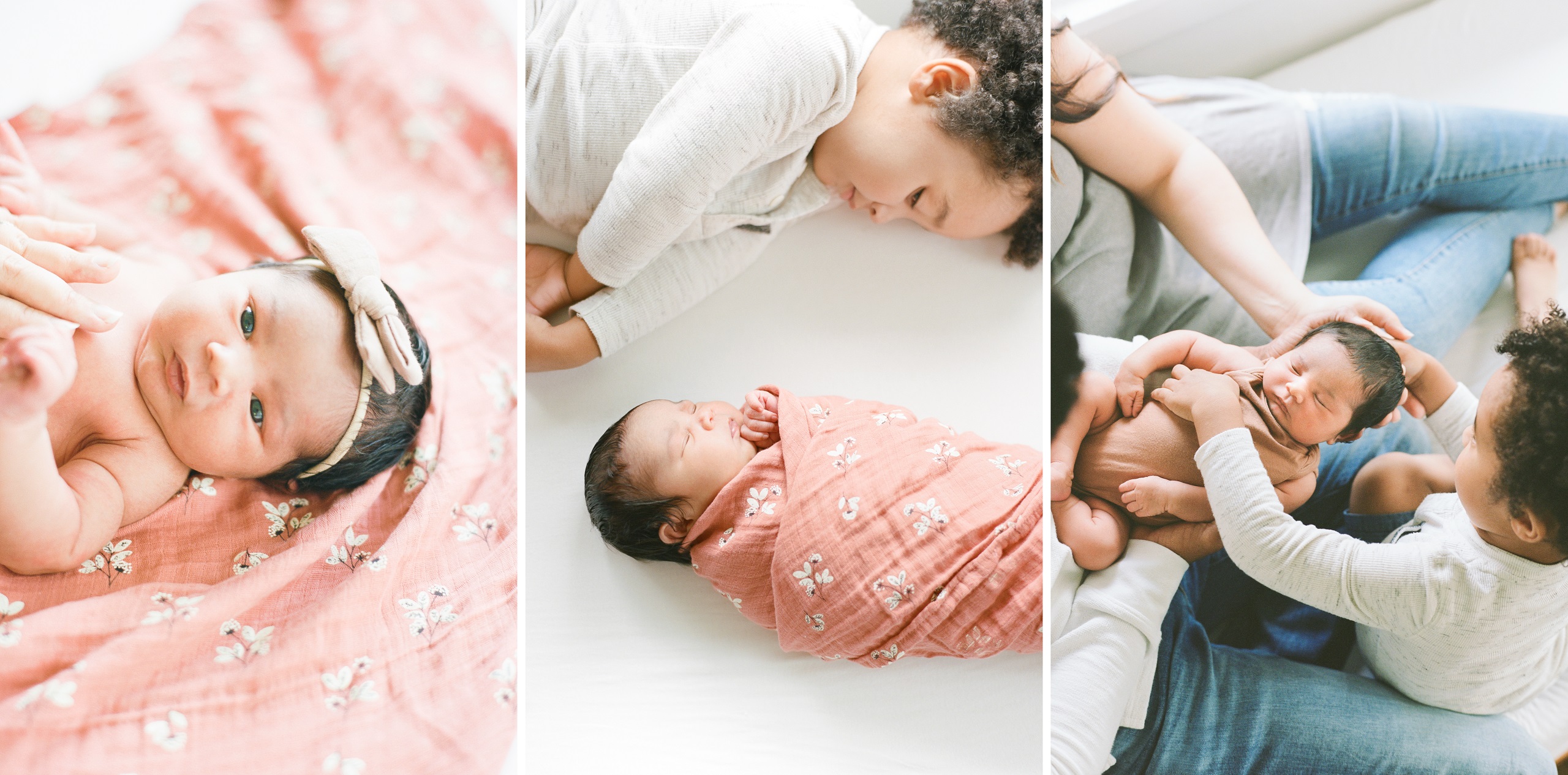 Kansas City Newborn Photographer KC film photographer newborn session in studio with toddler big brother