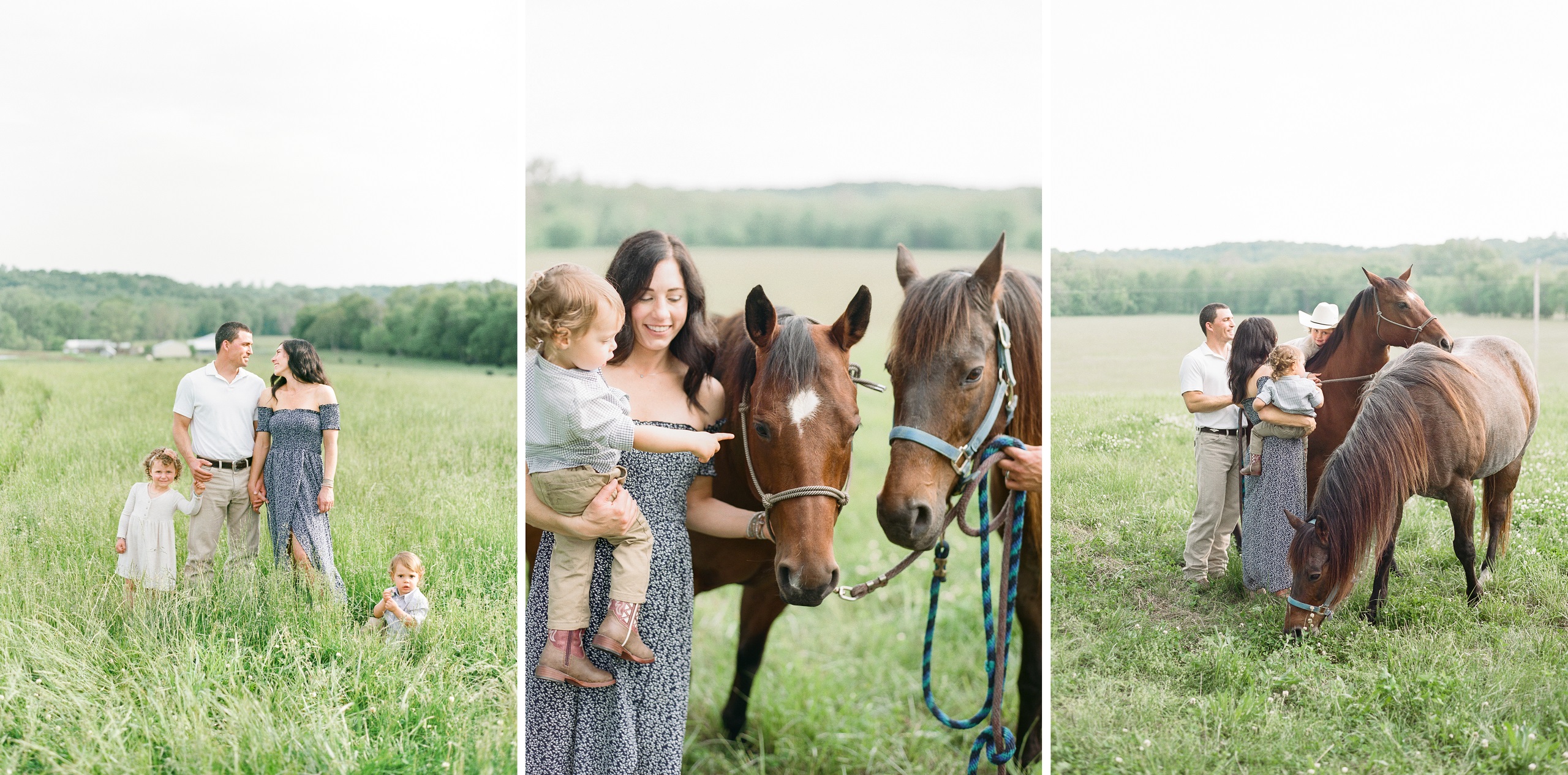 Oak Grove property family photos with horses and two kids Kansas City Family Photographer Missouri film photography
