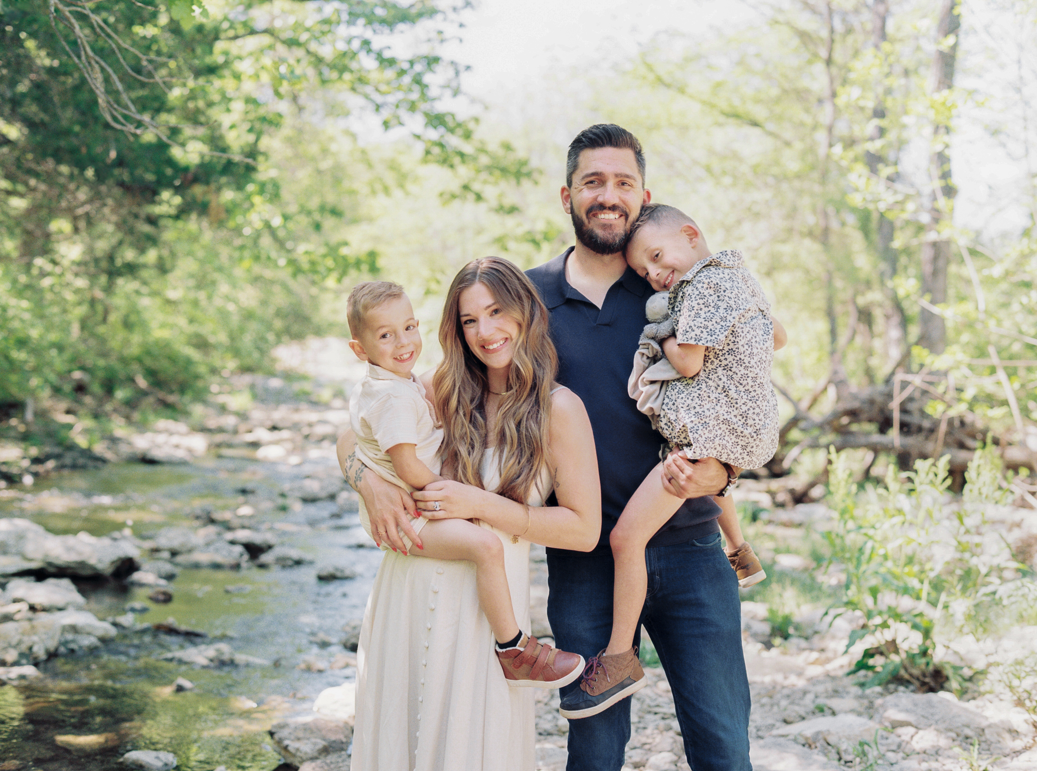 Kansas City Family Photographer portrait of family of four with two boys