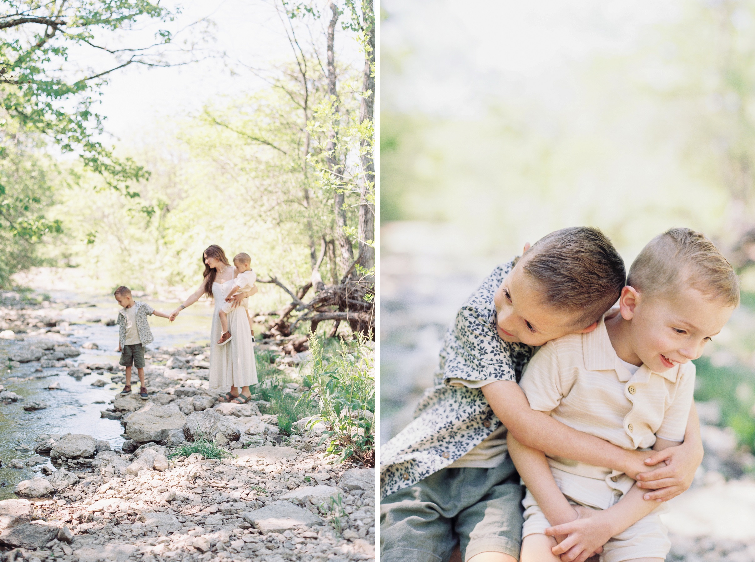 Kansas City Family Photography Film Photographer Alissa Bird Portraits fun summer photos in missouri at a creek